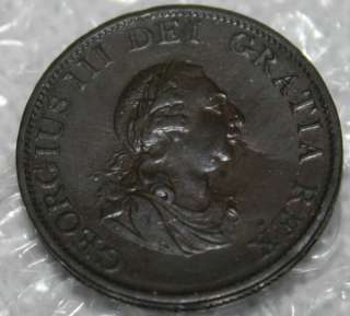 0039# 1799 UK (Great Britain) 1/2 Half Penny GEORGE III  
