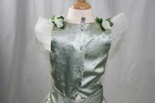 Patis Tesoro Green Silk Dupioni Flower Girl Dress 4/5  