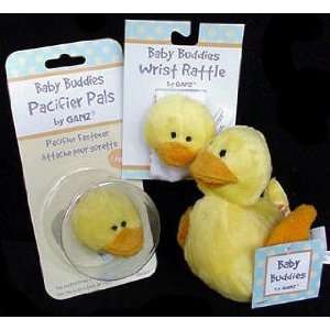   Rubber Ducky Plush Baby Gift Set ~ Wrist Rattle, Pacifier Clip, Toy