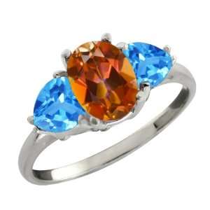   Ct Oval Ecstasy Mystic Topaz and Swiss Blue Topaz Sterling Silver Ring