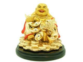 Golden Good Fortune Laughing Buddha With Money Frog  