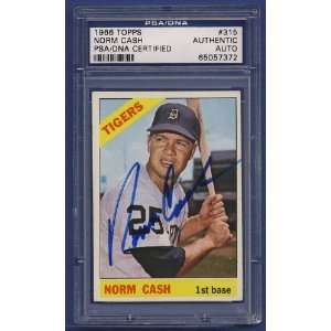  1966 Topps NORM CASH Tigers #315 Signed Card PSA/DNA 