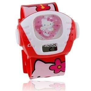 Hello Kitty Projector Electronic Digital Wrist Girls Kids Watch Red