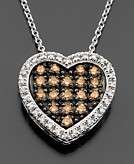   14k White Gold Chocolate & White Diamond Heart Pendant (1/3 ct. t.w