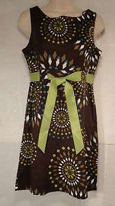 New Jessica Howard Womens Petite Sleeveless Belted Dress /Brown Multi 