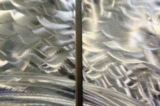 Modern Abstract All Natural Silver Metal Wall Panel Art Sculpture 