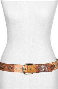   BRAND WOMENS SUNSET PATCHWORK LEATHER BELT ONE SIZE L LARGE  