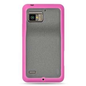 VMG Pink Clear Dual Tone TPU Bumper Skin Case Cover for Motorola Droid 