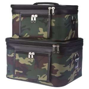  Camouflage Cosmetic Makeup Train Case Box   Set of Two 