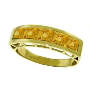  Genuine Channel Set Citrine 14k Gold Ring Jewelry