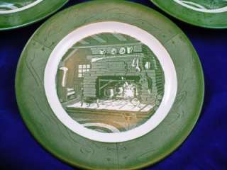 Set of 6 Colonial Homestead Royal Green Dinner Plates 10 inch  