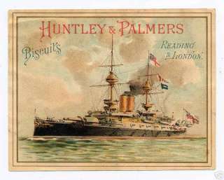1890s Huntley & Palmer Biscuit Trade Card w/ Destroyer  
