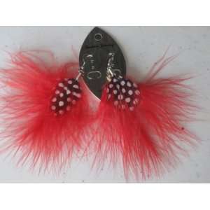 New Fashion Real Feather Earing Red