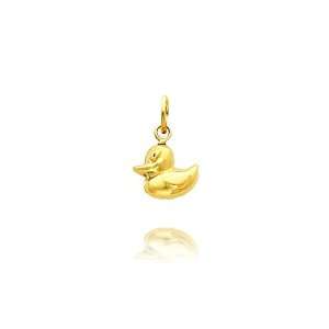  14K Yellow Gold Tiny Duck Charm Jewelry