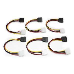   Molex to SATA Power Adapter Cable, 6 inches 6 Pack Electronics