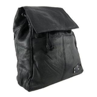  Black Lambskin Leather Backpack Purse Shoulder Bag 