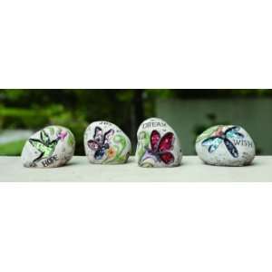 Decorative Cement Garden Rocks with Butterflies