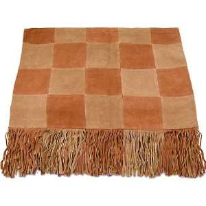  Genuine Leather Suede Throw 50x60   Rust and Tan   A very 
