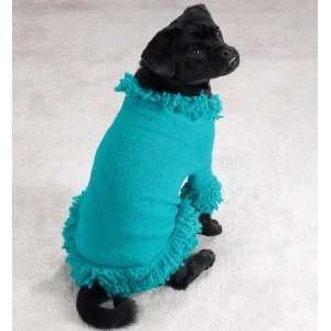   Knit Pet Sweater with Fringe   Mineral Blue   Large