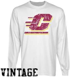 NCAA Central Michigan Chippewas White Distressed Logo Vintage Long 