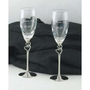 Champagne Flute Toasting Glasses with Double Heart Stems June 13, 2010