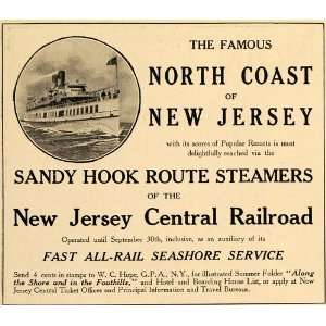  1916 Ad New Jersey Central Railroad Sandy Hook Steamers 