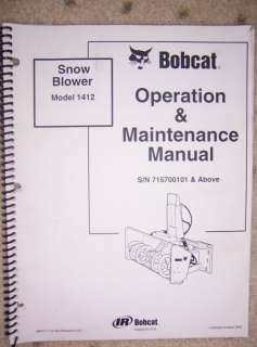 2002 IR Bobcat Snow Blower 1412 Manual Loader Attach V  