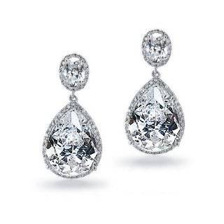  Sterling Silver Set Cubic Zirconia 6mm Round Drop Beads 