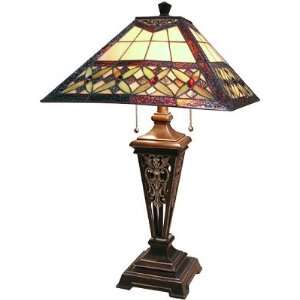  Antique Bronze Tapered Body Tiffany Table Lamp
