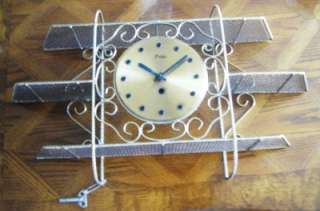 FINE QUALITY LARGE BRASS WALL CLOCK WITH SHELVES RARE  