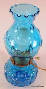 Vintage MOON & STARS Blue Electric Hurricane Lamp  