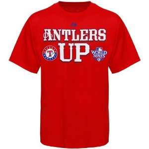  Majestic Texas Rangers Youth Red Antlers Up T shirt (Large 