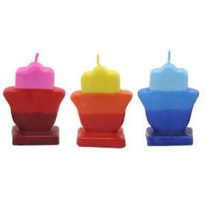 Decorative Wax Candles SET of 3. Hamsa Shaped, Multicolored Design 