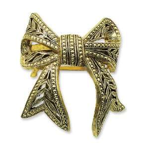    Brass tone Bow Ponytail Holder/Mixed Metal