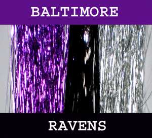   Ravens Hair Tinsel 100% Silk 21 Stands Purple Black & Silver  