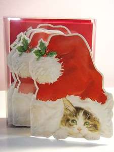Carol WIlson Christmas Cards   Kitten under Santas hat  