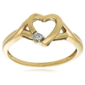   Gold Diamond Heart Ring (I J Color, I2 I3 Clarity), Size 7 Jewelry