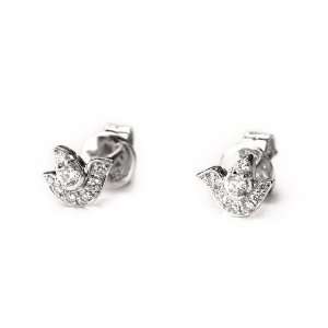 18K White Gold Pigeon Shaped Pave Round Diamond Earrings (0.19 cttw, G 