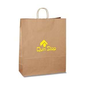  Kraft Paper Brown Shopping Bag 19 1/4 x 16   250 with your logo 