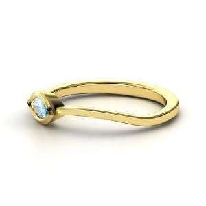  Stackable Leaf Ring, Marquise Blue Topaz 14K Yellow Gold 