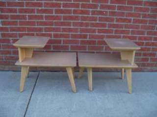 These tables are made of pine wood with a light natural stain. Two 