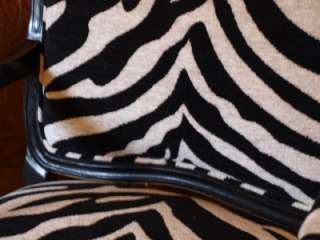 French Style Black Armchair Zebra Print Upholstery  