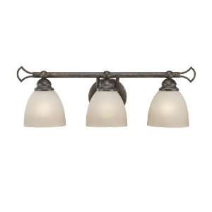   Warm Bronze Bath Vanity Fixture with Creamy Etched Glass Shade 26803