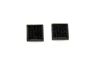 ICED OUT BLACK HIP HOP CZ PAVE SQUARE STUD EARRING  