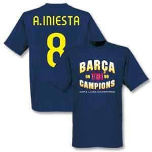   Barcelona Tri Winners T shirt   Navy + A.Iniesta 8