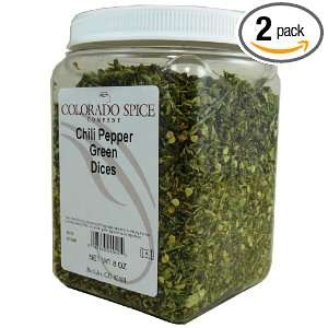 Colorado Spice Chili Pepper, Green Dices, 8 Ounce Jars (Pack of 2 