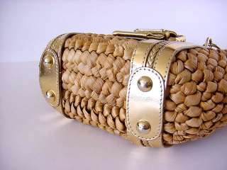 MICHAEL KORS Bag Wicker GR8 Gold leather details  