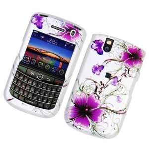  White with Purple Flower Design Snap on Hard Skin Shell 