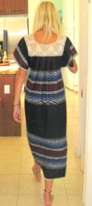 Vtg Ecuador Ethnic Embroider Crochet Indian Tunic Dress  