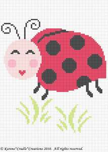 LADY BUG SMILING Color Graph Baby Afghan Pattern *EASY  